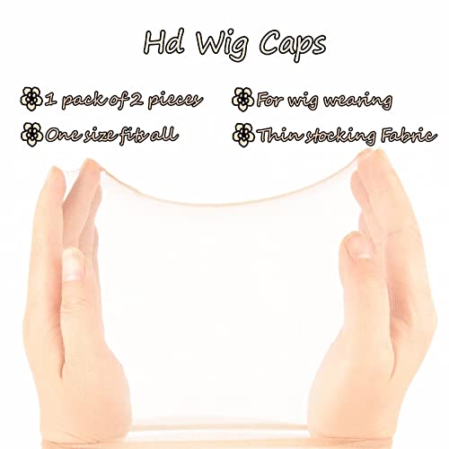 Hd Wig Caps For Women,Breathable Wig Cap For Lace Front Wig, 1 Packs 2 Pieces, Stocking Stretchy Caps For Wig, Transparent Wig Cap For Cosplay, Thin Invisible Wig Caps For Women 2 Pcs #TOP3