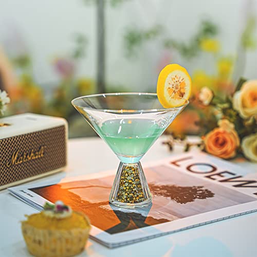 Set Of 2 Stemmed Crystal Martini Glasses,Hand Blown Crystal Martini Glasses,7Oz Lead-Free Manhattan Glasses For Cocktails, Cosmopolitan Martini Glasses With Sturdy Base,Hand Wash Only(Yellow) #TOP2