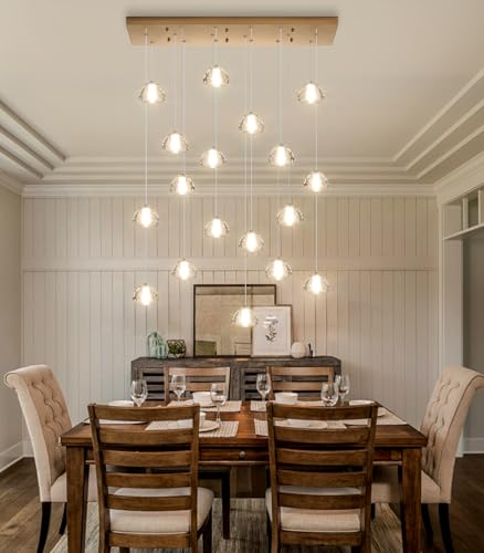 Image of Crystal Chandeliers for Living Room Dining Room Light LED Pendant Lights Fixtures Lighting Chandelier for Foyer Entrance Gold