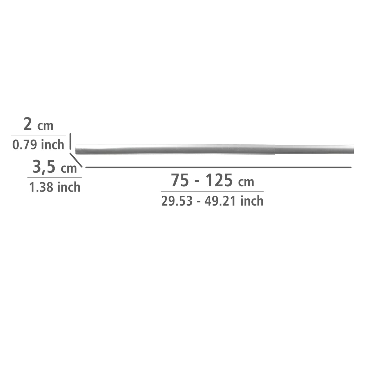 WENKO Teleskopowa szyna prysznicowa Era chromowana – wysuwana szyna do zasłony prysznicowej, aluminium; Chrom/przezroczysty; 75-125 x 2 x 3.5 cm