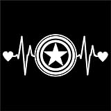 Captain Shield America Love Heartbeat Decal Vinyl Sticker|Cars Trucks Walls Laptop| White |6.5 x 2.5 in|CCI1462