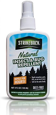 Strikeback Extreme Natural Insect and Bug Repellent Deet Free, Essential Oil Off Bug Spray- Repel Mosquitoes, Gnats, Ticks and Pests for Hours- Refreshing Smell & Soft Skin Feel- 4 Ounce