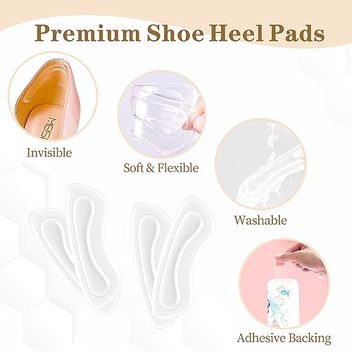 Image of EACOZY Heel Grips, Clear Shoe Heel Inserts, Heel Cushion Pads for Women Men Loose Shoes, 5 Pairs (Pack of 2)