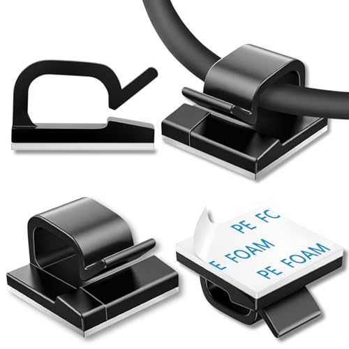 100 Adhesive Cable Clips Wire Management (Black)