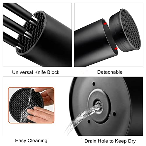 Knife Block Without Knives, Universal Knife Holder for Space Saver Knives Storage, Unique Slot Design to Protect Blades and Detach for Easy Cleaning, Black - Image 3