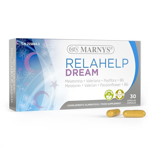 Relahelp Dream - Melatonina, Valeriana, Pasiflora y Melisa - Concilia el sueño y promueve la relajacion - Buen descanso - 30 cápsulas vegetales para un mes