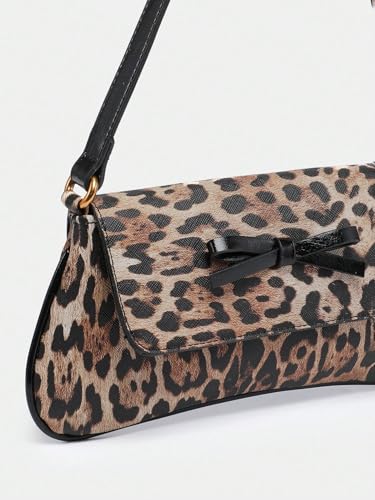 Women's Cheetah Leopard Print Bow Y2K Shoulder Bag2