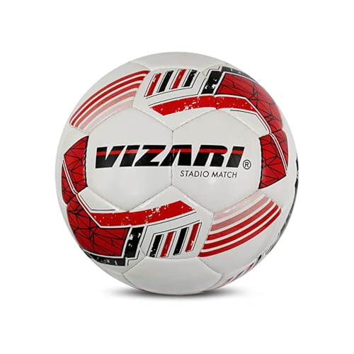 Vizari Stadio Match NFHS Soccer Ball for Practice Sessions and Official Games | 32 Panel Hand Stiched Training Soccer Ball for Boys Kids and Adults (Set of 12) (Size 5-1 Deflated Balls, White)
