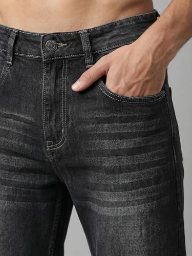 Image of Urbano Fashion Men's Relaxed Fit Washed Denim Jeans Non-Stretchable