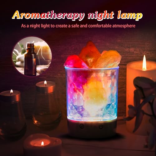 Image of Himalayan Music Salt Lamp, Natural Crystal Salt Rock Lamp, Colorful Night Lights with Dimmer Sleep Aid, Aromatherapy Decompression, Music Light Gift for Loved Ones