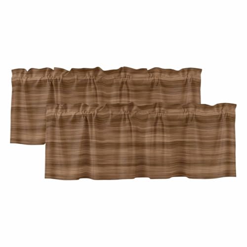 2 Panels Farm Brown Wooden Texture Valances for Windows Country