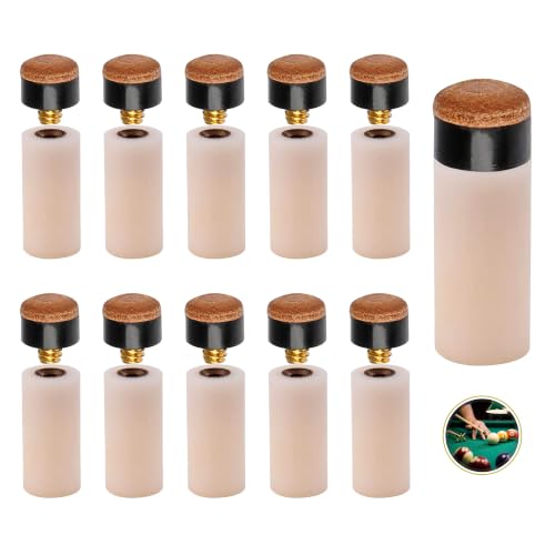 CZ Store ✮Garantía de por Vida 10 Puntas para Taco de Billar 10 mm Roscadas con Virolas-Puntas de Repuesto para Billar de Cuero y Plástico-Accesorios de Billar