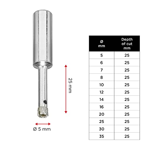 kwb Diamond Hole Saw diameter 5 Mm With Diamond-Coated Cutting Surface, High Precision, Large Material Ejection and Round Shank - Image 4