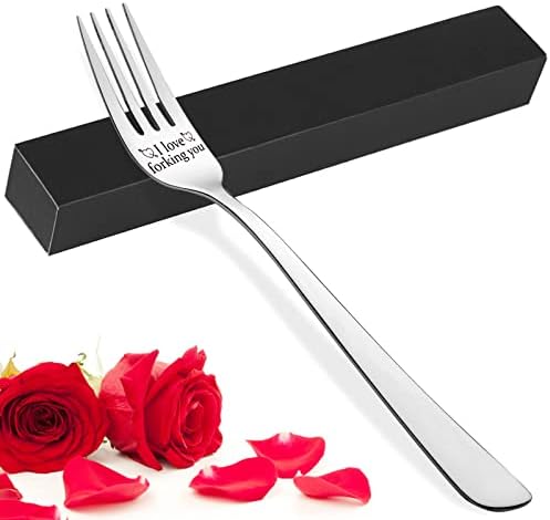 MOTONG Engraved Fork, I Forking Love You, Personalized Design Stainless Steel Forks with Luxury Black Box Perfect Valentine's Day Festival Gifts for Friends, Boyfriend, Girlfriend for Christmas, Gifts