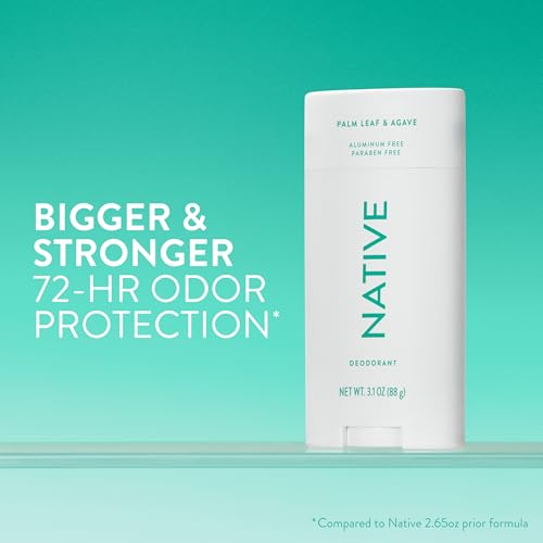 Image of Native Aluminum Free Deodorant, Palm Leaf & Agave, Large Size Stick, 72 Hour Odor Control, for Women & Men, Contains Naturally Derived Ingredients, 3.1 oz