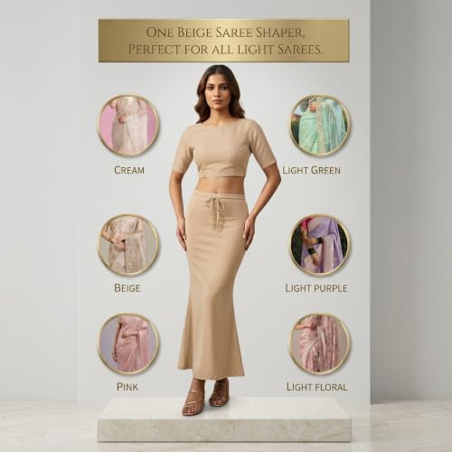 Image of Women's Saree Shapewear - Slim Fit Stretchable Petticoat for Sarees | Comfortable Waistband | Body Shaping Underskirt