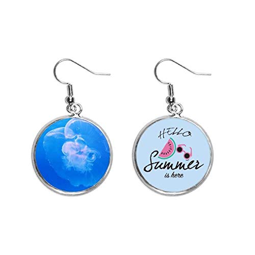 Pendientes de medusas azul oceano naturaleza agua ciencia y sandia de verano