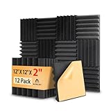 AUSLET 12 Pack Acoustic Foam Panels with Self-Adhesive 2' X 12' X 12' Wedges Sound Proof Foam Panels...