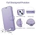 VANAVAGY Compatible for iPhone 15 Plus/14 Plus Wallet Case, PU Leather Flip Cover with Wrist Strap RFID Blocking Card Holder for Wireless Charging,[Screen Protector & Camera Cover],Clove Purple