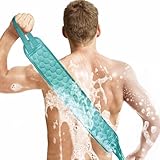Inmorven Back Scrubber for Shower Exfoliating Body Scrubber 40 inch Double-Sided Back Exfoliator Scrub Towel, Bath Body Brush Widened Back Washer with Handle for Men and Women Green