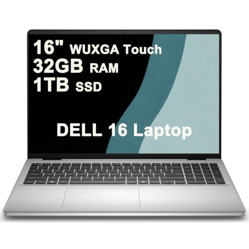 Image of Dell 16 Business Laptop 16 inch 2K WUXGA Comfortview Touchscreen Intel 10-core Core 7 150U 32GB DDR5 1TB SSD Backlit Fingerprint Wi-Fi6E FHD Camera Type-c ExpressCharge Long-Lasting Battery Win11