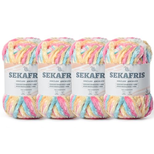 Image of Chenille Velvet Soft Yarn Candy 4 Pack