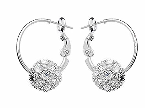 Preisvergleich Produktbild korpikus® Kristallrhinestone-Jewel Shiny Silver Metal 'Ball' Ohrringe Set in KOSTENLOS Organza-Geschenk-Beutel!