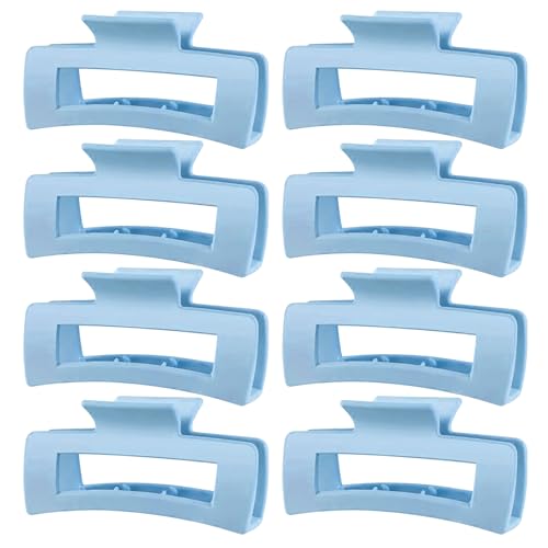 TOCESS Light Blue Claw Clip 8PK 4 inch Large Matte Square Jumbo Hair Clips for Thick Thin Long Short Curly Hair Girls Big Jaw Clip Set for Women (Baby Blue)