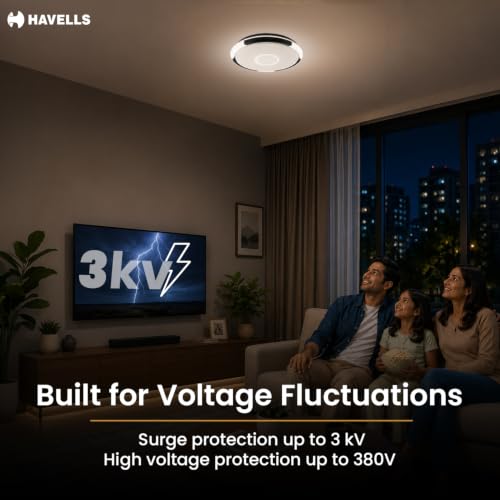 Image of Havells Aurika Music 60W LED Surface Ceiling Light with Built-in Bluetooth Speaker|RGB + 3000K-6500K Tunable CCT|Dimmable with Remote Control|Memory Function|Easy Surface Mount|Living Room & Bedroom