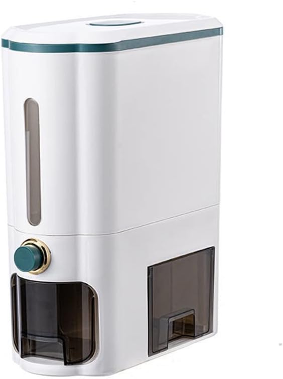 Kitchen Container Proof Nano Barrel Sealed Rice Grain Storage Box Dog Food Storage Box one-Key Push Type (Grey) (Green)