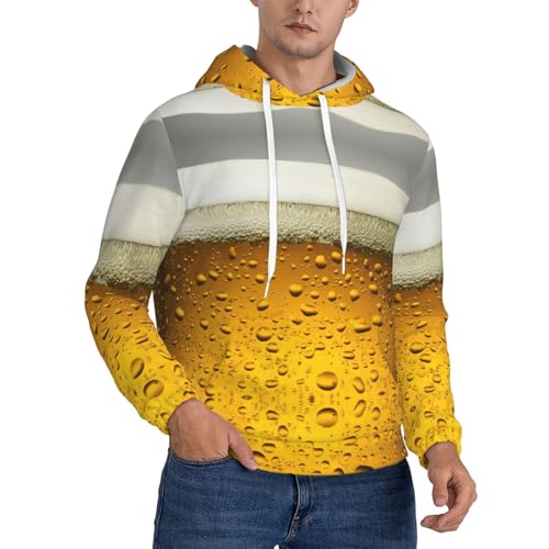 Pull à capuche imprimé bière pour homme, le sweat confortable des soirées entre amis et matchs