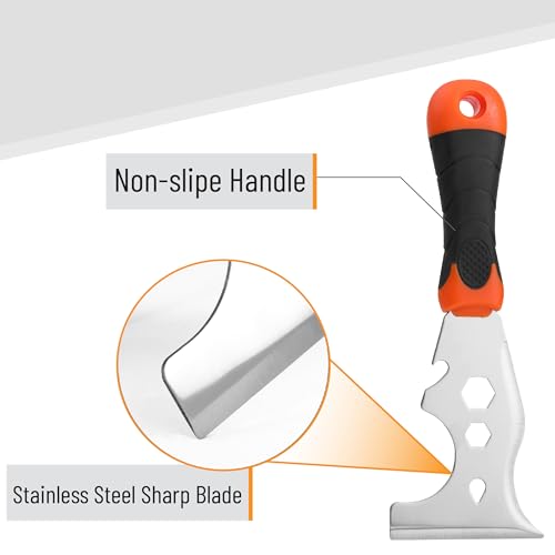 Bates- Paint Scraper Set, 2 Pack, 12 in 1 Painters Tool with 1.5" Stainless Steel Putty Knife, Rubber Handle, Paint Scrapers for Wood, Painters Knife, Paint Scraper for Painting, Metal Scraper - Image 4