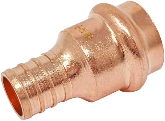 3/4 inch Press to 1/2 inch Crimp PEX B Copper Adapter, 3/4'' Press x 1/2'' PEX B, (Pack of 10 pcs, Click in for more size options), copper pipe fitting plumbing supply