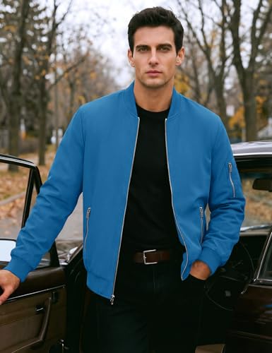 TACVASEN Men's Bomber Jacket Lightweight Casual Spring Fall Windbreaker Zip Up Coat with Pocket