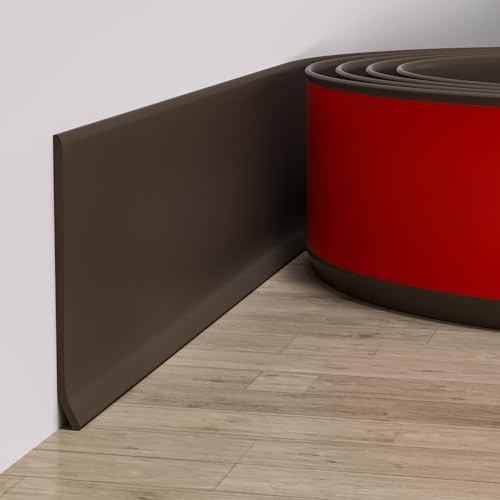 Duzzy Flexible Baseboard Molding Trim, 4 Inch(W) x 20 Feet(L) Peel and Stick Rubber Wall Trim Molding, Self-Adhesive Vinyl Wall Base Cove Base