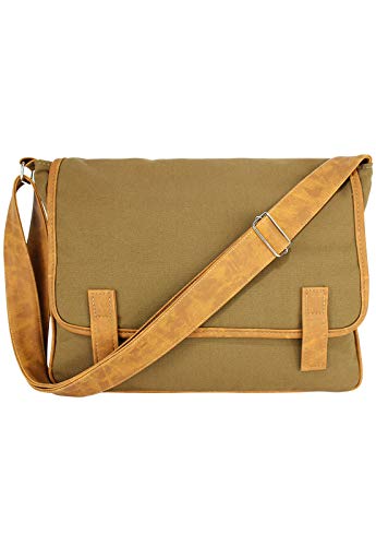 Lenna's Pasta Transversal Bolsa Carteiro de Lona L070 Caqui