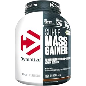 Dymatize Super Mass Gainer Rich Chocolate 2943g – Weight-Gainer Powder + Carbohydrates, BCAAs and Casein