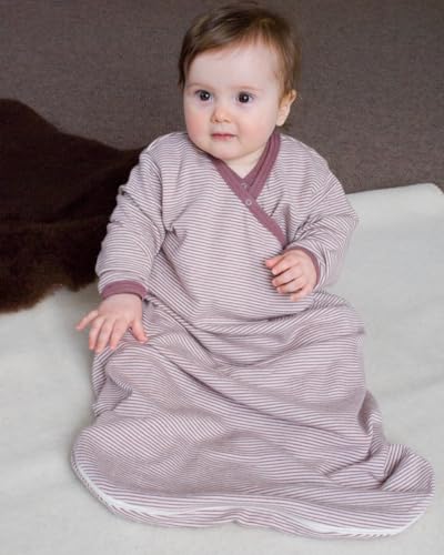 Lilano, Changing Bag Striped 70% Wool (Controlled Organic Cultivation), 30% Silk, 210 g/m², Mauve/natural, 74-80 - Image 2