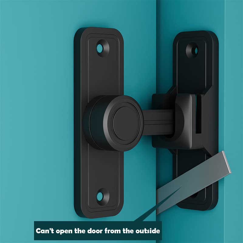 Image of Barn Door Lock Latch, 90 & 180 Degree Heavy Duty Barn Door Latch Hardware Barn Door Locks and Latches Sliding Door Lock Home Safety Gate Locks Fit for Garage, Garden, Bathroom, Cabinet(Black)