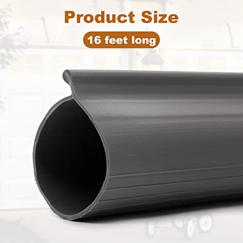 Garage Door Seals P-Bulb Bottom Rubber Weather Stripping Fits Overhead Doors Weatherproof,Gray (16Ft) #TOP1
