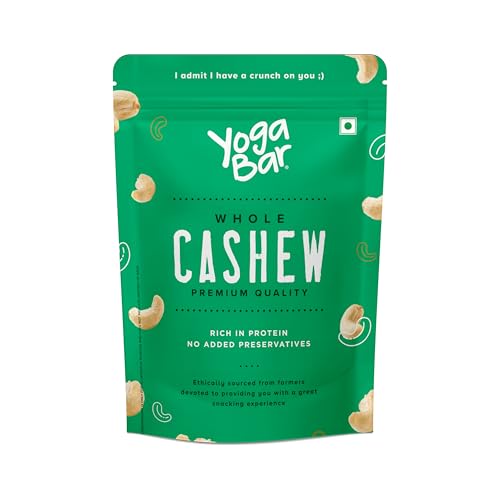 Image of YogaBar Premium Cashews 200g | Whole 320 Kaaju| 100% Natural King Size Crunchy Kaju | Premium Nuts & Dry Fruits | Rich in Fibre, Vitamin E, K, B6 | Boost Immunity| Healthy Snacks | Dry Fruit Gift Pack