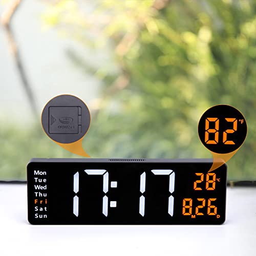 Accshine Digital Wall Clock Large Display,Led Digital Clocks,16 Inch Large Wall Clock With Remote Control,Automatic Adjust Brightness With Alarm Date Week Temperature, Suitable For Home Decor #TOP6