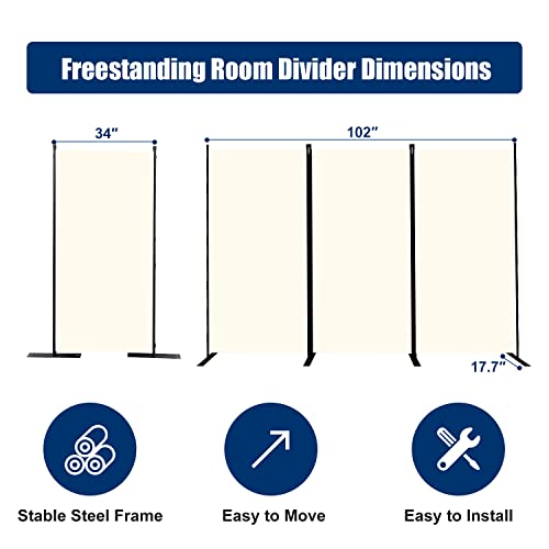 Image of Room Divider 3 Panel-102''Wide,6FT Room Dividers and Folding Privacy Screen