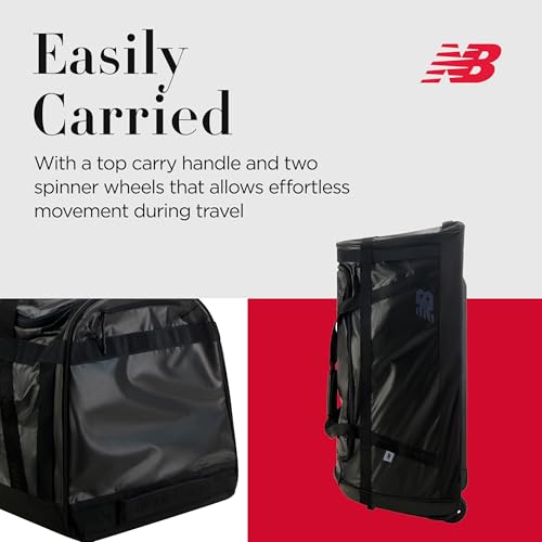 New Balance Duffel Bag, Legacy Icon Rolling Travel Luggage with Wheels for Men and Women, Black4