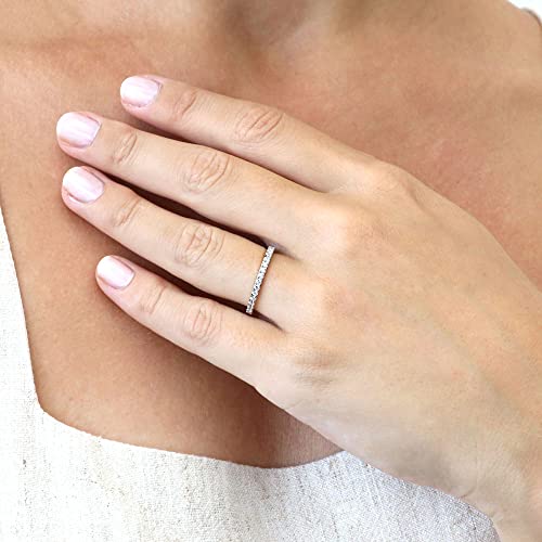 BERRICLE Sterling Silver Rings Stackable Eternity Band Ring for Women, Round Cut Cubic Zirconia CZ4