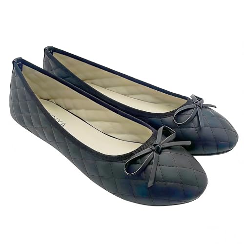 [KKAERDIYA] バレエシューズ フラットパンプス ラウンドトゥ 歩きやすい レディース 可愛い (ブラック, 大人, 23.5 cm, PD-02BK-37)