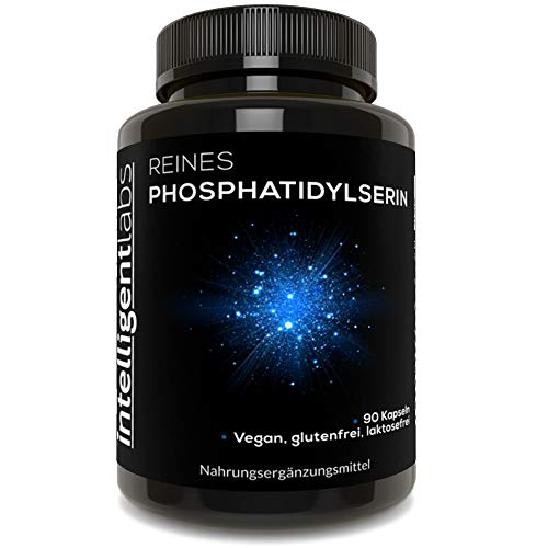 Intelligent Labs Phosphatidylserin-Nahrungsergänzungsmittel 100 mg 90 hochwirksame Kapseln 100% Soja und allergenfrei reines Phosphatidylserin aus Sonnenblumenlecithin