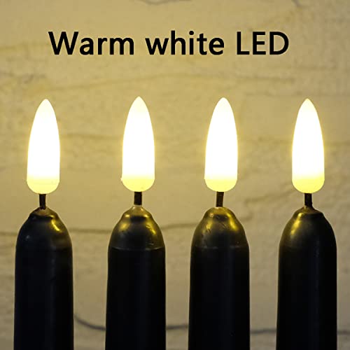 Image of NONNO & ZGF 4 Pack Black 11'' LED Wax Covered Taper Candles, Use 2-AA Battery(not Included Runs 200 Hours,Remote Control, Flameless Battery Operated Decor Candle, Warm White LED
