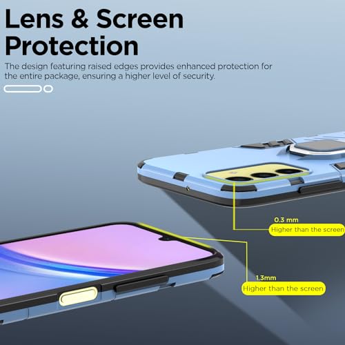 Image of Pikkme Samsung Galaxy A15 5G Back Cover | D5 Tough Armor Bumper | 360 Protection Case | Ring Holder Stand Case for Samsung Galaxy A15 5G (Blue)