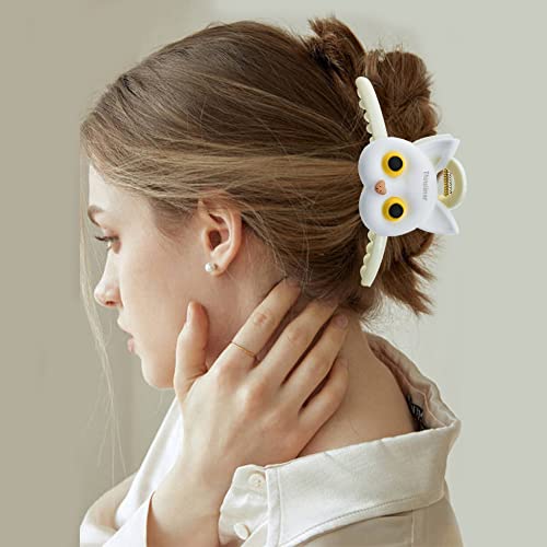 Thinslimer 4 Pack Cute Cat Hair Claw Clips For Women Large Thick Long Hair Clips Strong Hold Fashion Hair Styling Accessories For Women Girls Thin And Thick Hair (Black & White) #TOP5